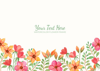 Manual painted of yellow and pink flower watercolor as background frame.
