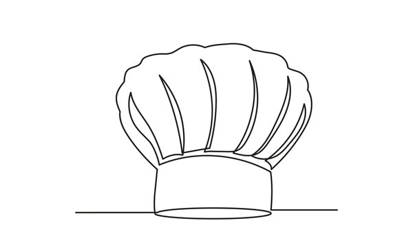recommend clip art: Chef hat vector continuous line drawing of chef hat or cap for restaurant.Single-line art design used for print, cards, banners, brochures, menus, posters, and logos. isolated on a white background
                    
