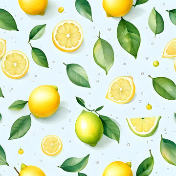 lemon-pattern-scattered-tiny-fruits-irregular-placement-watercolor-style
