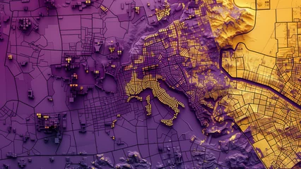 Tuinposter The Digital Landscape: A Fusion of Satellite Imagery and Data Squares © DY