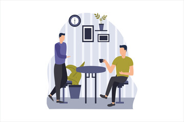 Coffee Shop Flat Design Illustration