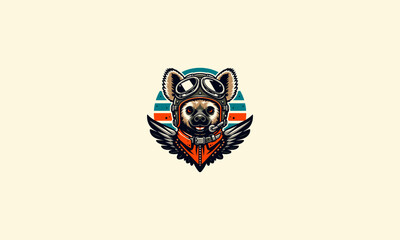 hyena with wings wearing helmet vector mascot design