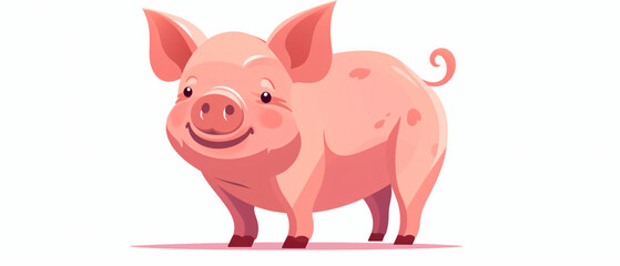 Flat logo of Vector pig illustration vector cute ..