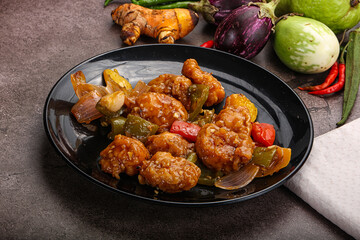 Chinese cuisine - prawn with chili sauce