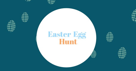 Naklejka premium Image of easter eggs and easter egg hunt text
