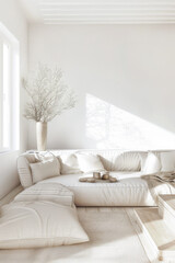 Serene and elegant home decor with natural textures and light