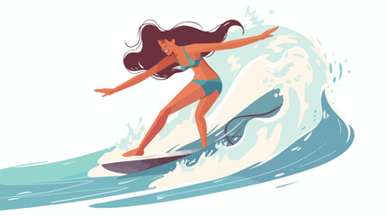 Surfing sport summer vacation concept. Young happy