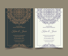 retro mandala style wedding invitation