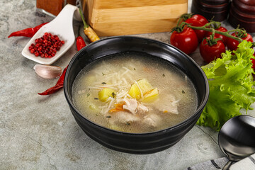 Homemade chicken soup with vegetables