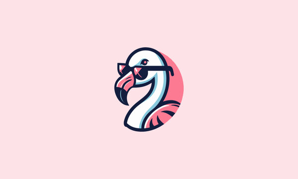 flamingo wearing sun glass vector mascot design