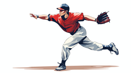 vector baseball player catching ball flat vector 