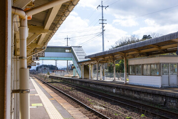 Naklejka premium 駅構内の設備の風景 鳥取県 湖山駅