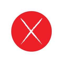 Abstract red cross painted by wide brush strokes on white artboard.