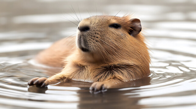 Capybara (Hydrochoerus hydrochaeris) in the water