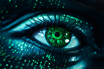 matrix robotic eyes 3d, selective focus.