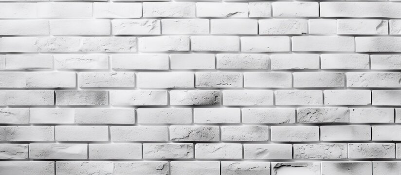 A monochromatic image showcasing a brick wall made of white bricks. The contrast of brown and grey rectangular bricks creates a beautiful pattern that highlights the art in brickwork