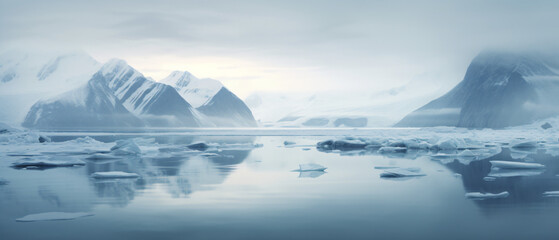 Frozen Glacial Mystical Minimalist Landscape A Moody 