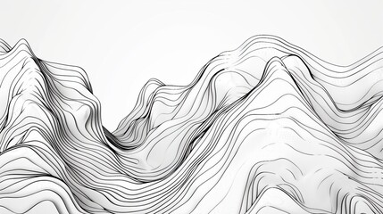 pencil contour line like map geological abstract on white background - obrazy, fototapety, plakaty