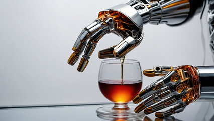 Robot bartender makes cocktails.
