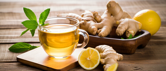 Ginger tea with lemon and honey acts 