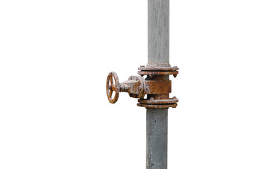 Old rusty control valve isolated on white background. PNG