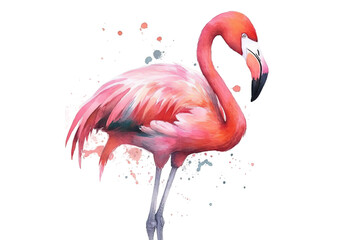 Vector watercolor flamingo pink illustration
