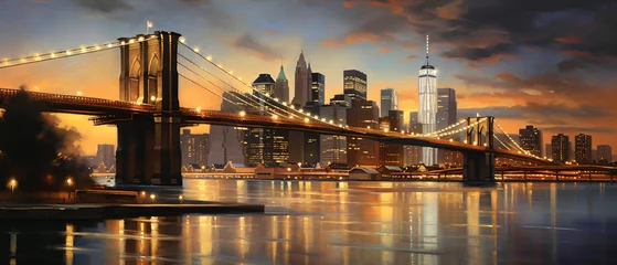 Wandaufkleber Oil Painting  Brooklyn Bridge New York .. © levit