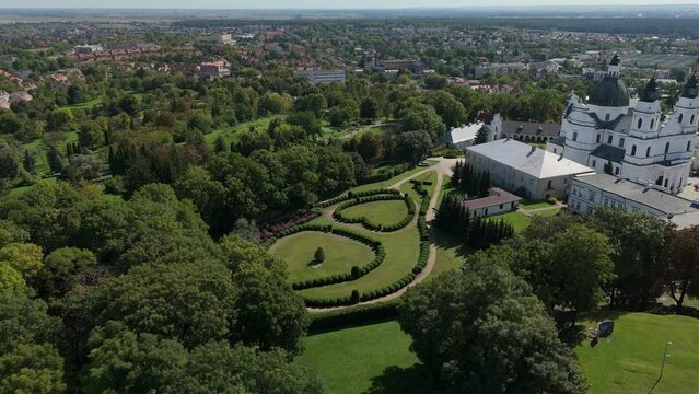 Beautiful Rosary Garden Basilica Chelm Aerial View Poland