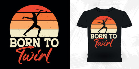 Mom Lover Mother's Day Funny Retro Vintage Baton Twirling T-shirt Design