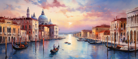 Oil Painting  Venice Italy .. - obrazy, fototapety, plakaty