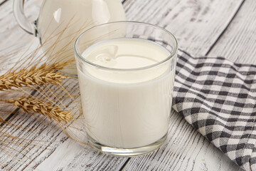 Organic milk in the glass