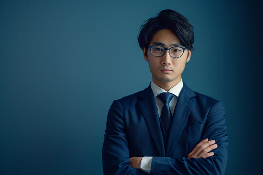 メガネをかけたアジア人男性のビジネスパーソン