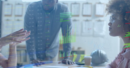 Data processing on interface over diverse architect discussing in meeting