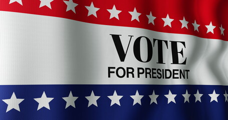 Image of vote for president text over american flag