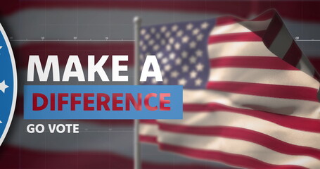 Fototapeta premium Image of make a difference text over flag of usa
