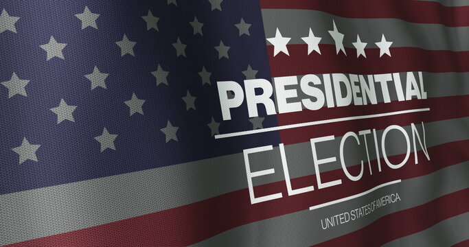 Naklejki Image of presidential election united states of america text over waving american flag