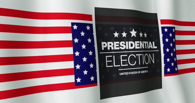 Naklejki Image of presidential election text over american flag