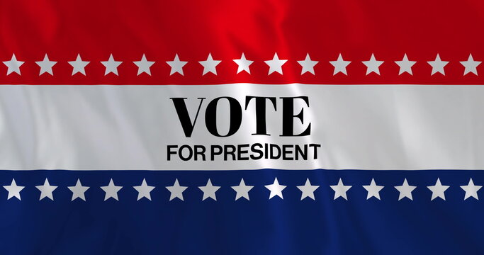 Naklejki Image of vote for president text over american flag colour stripes and white stars
