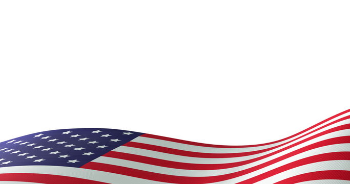 Naklejki Image of waving united states of america flag, bottom with white copy space above