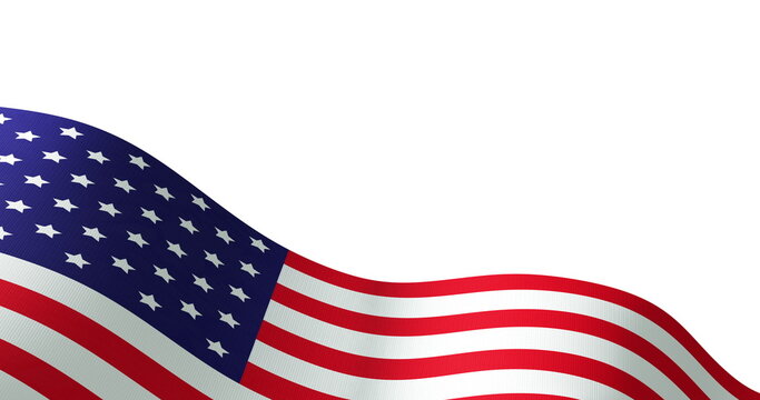 Naklejki Image of waving united states of america flag, diagonal with white copy space above