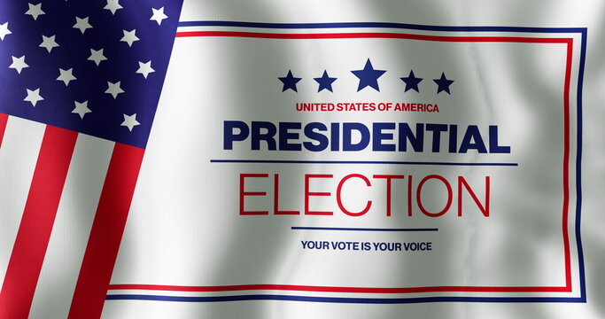 Naklejki Image of usa presidential election, your vote is your voice text with american flag elements