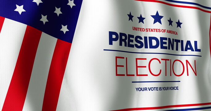 Naklejki Image of usa presidential election, your vote is your voice text with american flag elements