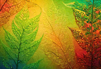 Leaf Gradient Background, Background, Gradient, Leaf, Foliage, Nature, Botanical, Pattern, Design, Texture, Natural, Organic, Plant, Vibrant, AI Generated