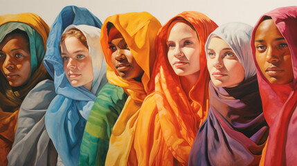 Group of colourfully dressed woman