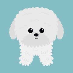 Maltese bichon frise white dog puppy icon. Round face icon. Cute cartoon kawaii funny pet baby animal character. Love greeting card. Sticker print. Happy Valentines day. Flat design. White background. - 757773976