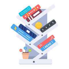 Download flat icon of a library rack 