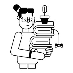 Trendy glyph icon of a books lover 