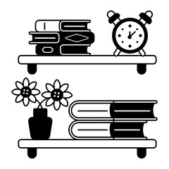 Handy glyph icon of wall shelves 