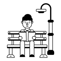 Trendy glyph icon depicting outdoor study 