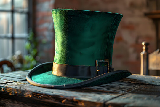 A cut out of a green St. Patrick's Day top hat, perfect for festive celebrations and themed parties.